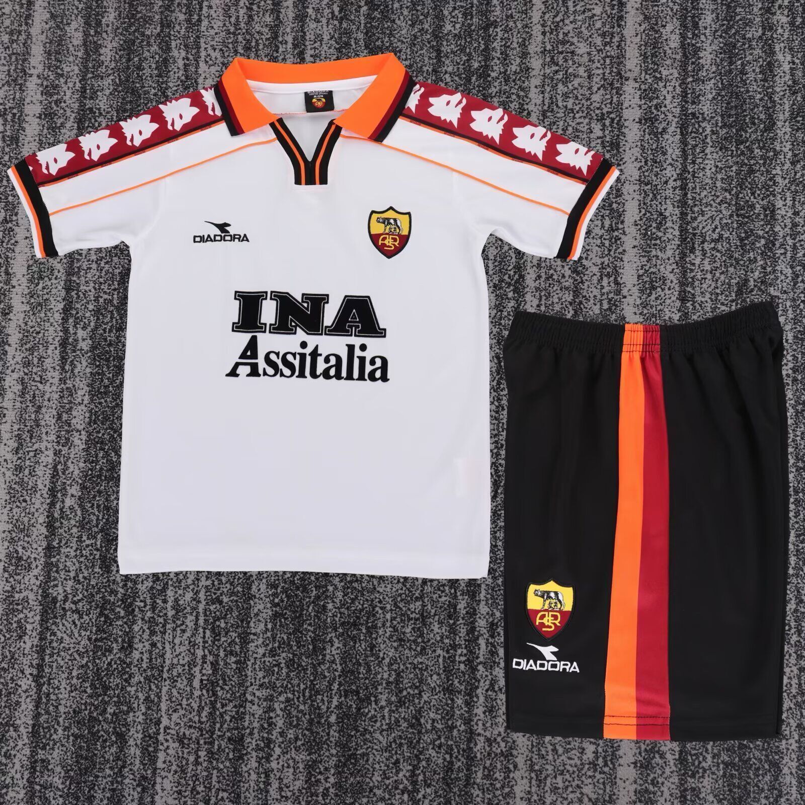 Kids-Roma 98/99 Away White Soccer Jersey